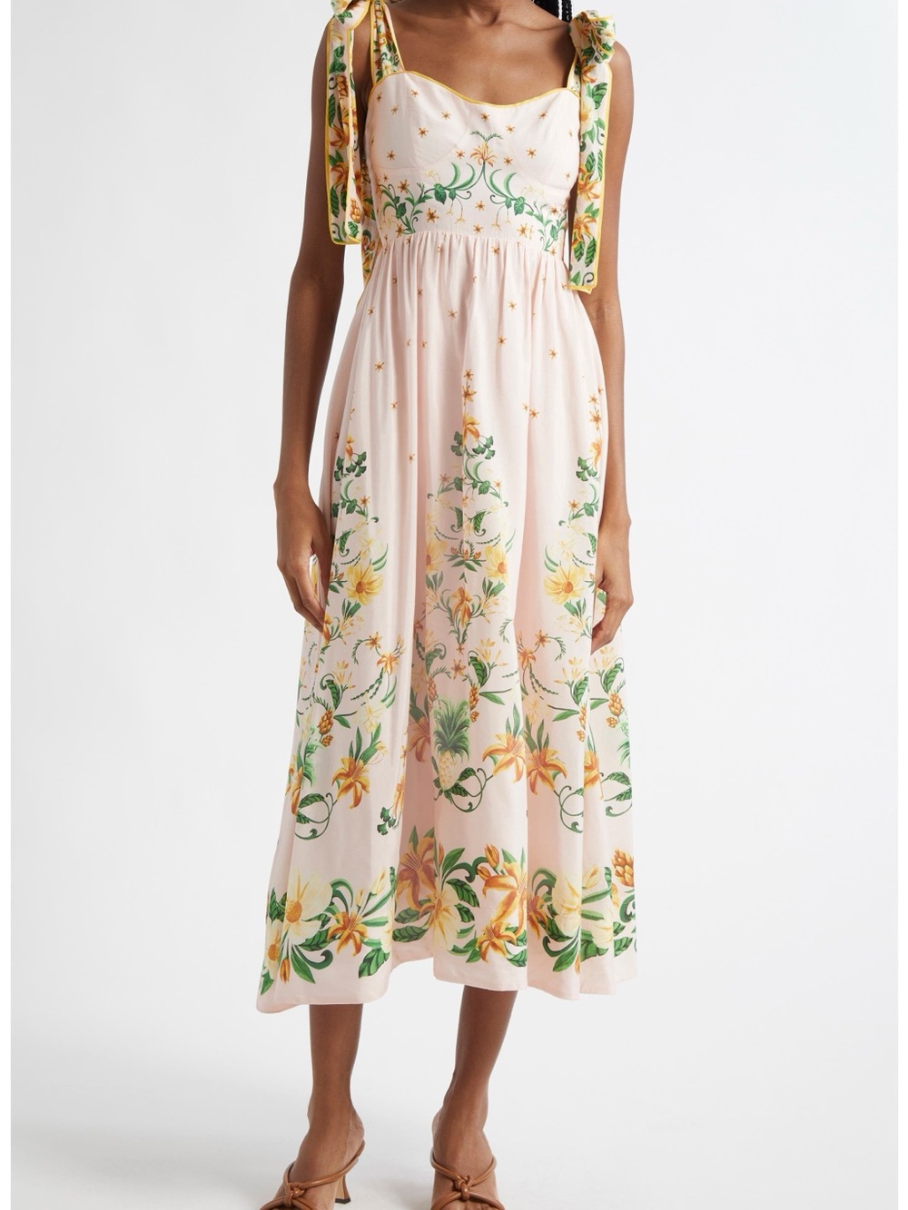 Farm Rio Botanical Beauty Pink Midi Dress NWT